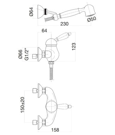 Смеситель для душа Fiore Imperiale 83CR5127 Хром 