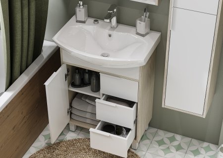 Тумба под раковину Aquaton Рико 60 1A213301RIB90 Белый Ясень фабрик 