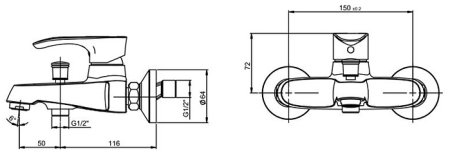 Смеситель для ванны Paini Palermo PACR111KM Хром 
