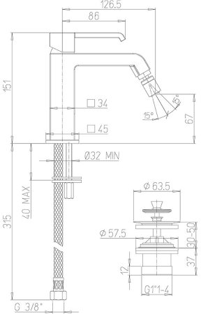 Смеситель для биде Paini Q 19CR306ESR Хром 
