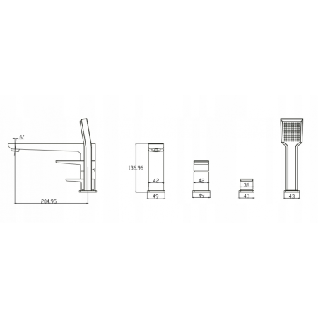 Смеситель для ванны на 4 отверстия OMNIRES Baretti BA7832CR хром 