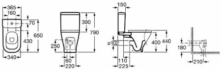 Унитаз компакт Roca The Gap 342477000 без бачка и сиденья 