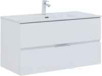 Тумба с раковиной Aquanet Алвита New 100 2 ящика, белый матовый