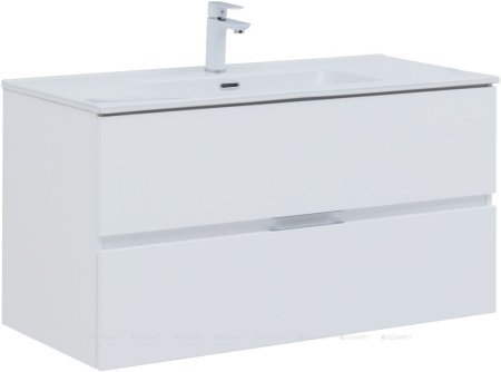 Тумба с раковиной Aquanet Алвита New 100 2 ящика, белый матовый 