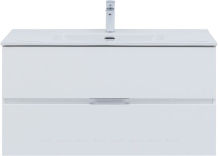 Тумба с раковиной Aquanet Алвита New 100 2 ящика, белый матовый 