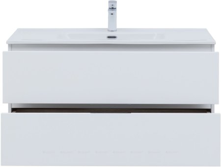 Тумба с раковиной Aquanet Алвита New 100 2 ящика, белый матовый 