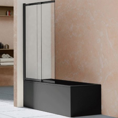 Шторка на ванну Vincea VSB 100х145 VSB-1E100CLB профиль Черный матовый стекло прозрачное 