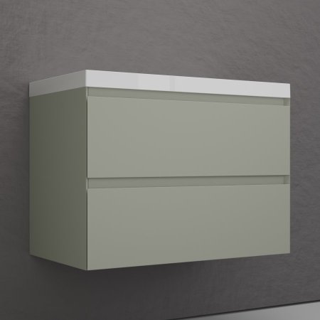 Тумба подвесная Style Line "Манхэттен 80" ЭМАЛЬ под ASTI 80 2 ящика PLUS олива 