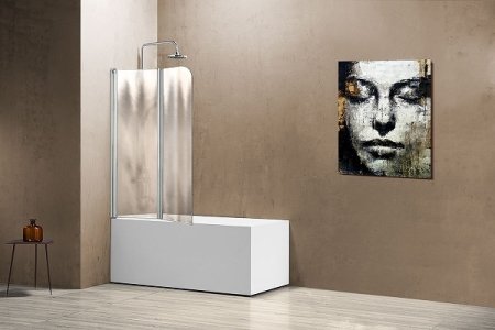 Шторка на ванну Vincea VSB-12114CH-L 114x140 профиль Хром стекло шиншилла 