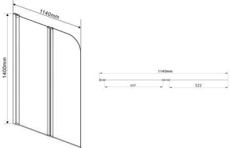 Шторка на ванну Vincea VSB-12114CH-L 114x140 профиль Хром стекло шиншилла 
