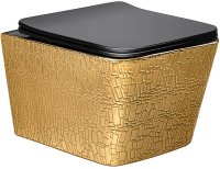Унитаз Vincea Q-Line VT1-12G1B подвесной Черный Золотой с сиденьем Микролифт Унитаз Vincea Q-Line VT1-12G1B подвесной Черный Золотой с сиденьем Микролифт