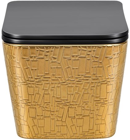 Унитаз Vincea Q-Line VT1-12G1B подвесной Черный Золотой с сиденьем Микролифт 