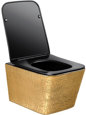 Унитаз Vincea Q-Line VT1-12G1B подвесной Черный Золотой с сиденьем Микролифт 