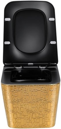 Унитаз Vincea Q-Line VT1-12G1B подвесной Черный Золотой с сиденьем Микролифт 