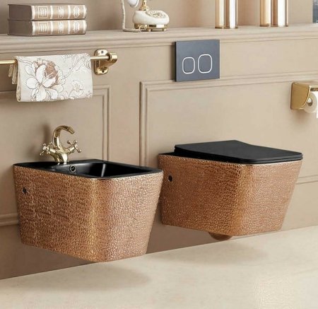 Унитаз Vincea Q-Line VT1-12G1B подвесной Черный Золотой с сиденьем Микролифт 