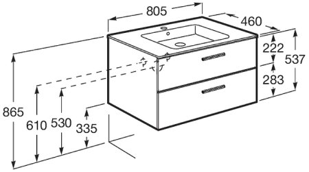 Тумба под раковину Roca Victoria 80 A857470806 подвесная Белый глянец 