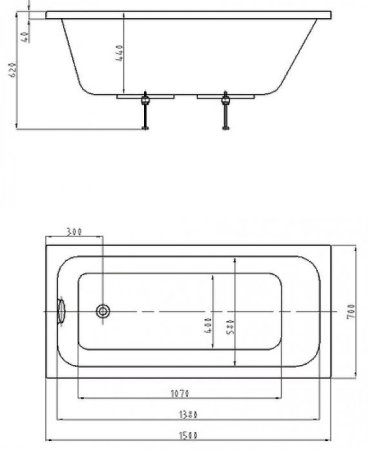 Акриловая ванна Azario Bella 150х70 AV.0020150 без гидромассажа 