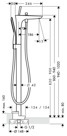 Смеситель Hansgrohe PuraVida 15473400 для ванны с душем 