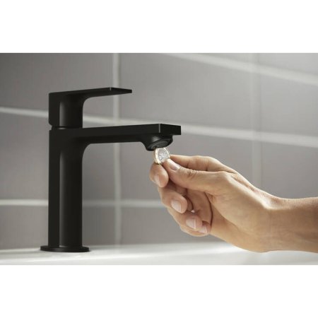 Смеситель Hansgrohe Rebris E 110 72557670 для раковины со сливным гарнитуром черный 