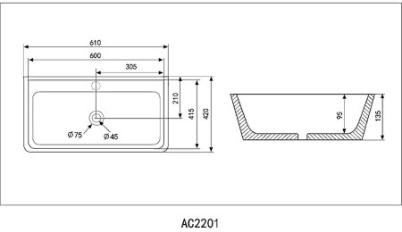 Раковина Abber Rechteck 61 AC2201MB Черная матовая 