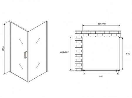 Душевой уголок Abber Sonnenstrand 90х70 AG04090M-S70M профиль Хром стекло матовое 