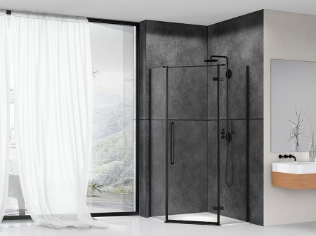 Душевой уголок Abber 90х90 AG05090B фурнитура Черная стекло прозрачное 