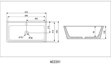 Раковина Abber Rechteck 61 AC2201 Белая 