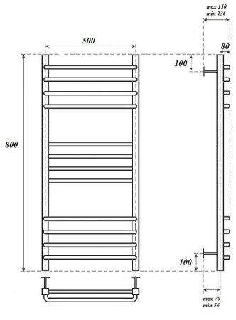 Электрический полотенцесушитель Point Омега PN90158SE П12 500x800 левый/правый Хром 
