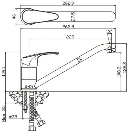 Смеситель для кухни Olive's Avila 02400-1AV Хром 