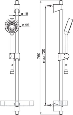 Комплект для ванной Термостат Oras Nova 7447X для ванны с душем + Душевой гарнитур Oras Apollo 544 