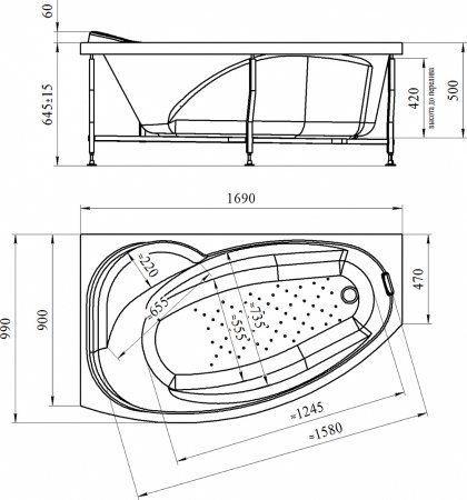 Акриловая ванна Radomir Vannesa София L 170x100 