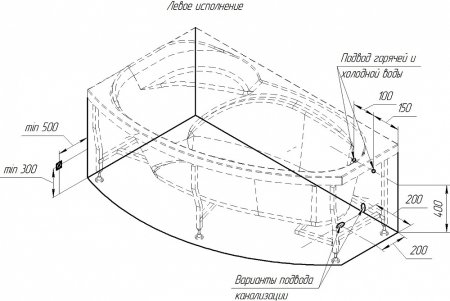 Акриловая ванна Radomir Vannesa София L 170x100 