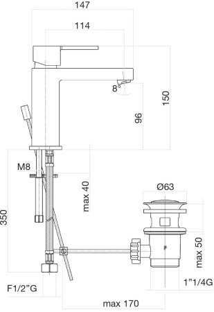 Смеситель для раковины Fiore KATANA 77CR7520, хром 
