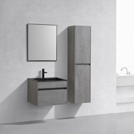 Мебель для ванной Vincea Chiara 600 подвесная, 1 ящик, Cement (черная раковина) 
