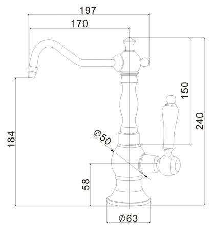 Кран Zorg Stone ZR 01 nickel для фильтра 