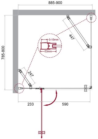 Душевой уголок BelBagno Kraft 90х80 KRAFT-AH-12-90/80-C-Cr-L профиль Хром стекло прозрачное 