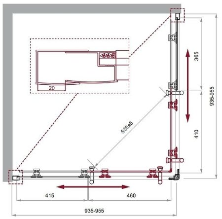 Душевой уголок BelBagno Uno 95х95 UNO-195-A-2-95-C-Cr профиль Хром стекло прозрачное 