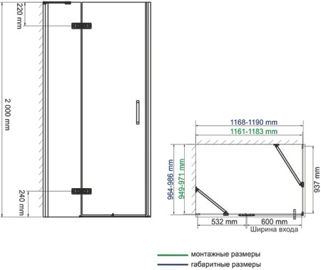 Душевой уголок WasserKRAFT Aller 10H10LB black matt, 120x100 см 