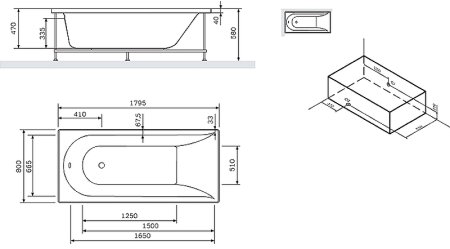 Акриловая ванна AM.PM Spirit 180х80 W72A-180-080W-A2 без гидромассажа 