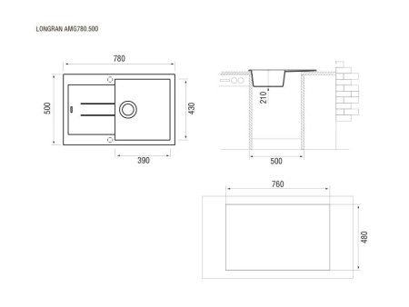 Мойка для кухни каменная Longran Amanda AMG 78x50 Колорадо 