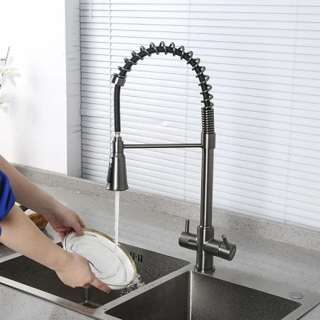 Смеситель для кухни Gappo G4398-69 Оружейная сталь 