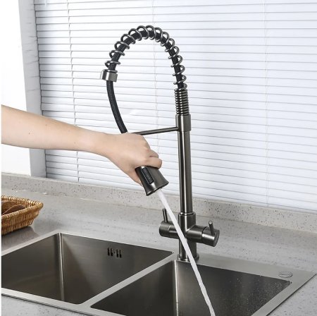 Смеситель для кухни Gappo G4398-69 Оружейная сталь 