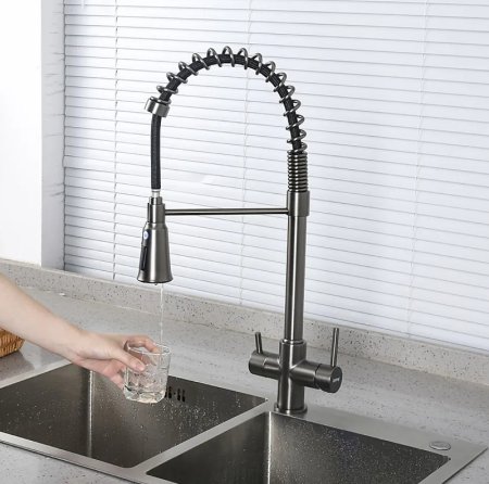 Смеситель для кухни Gappo G4398-69 Оружейная сталь 