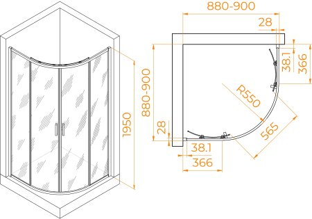 Душевой уголок RGW PA-52B 900x900 