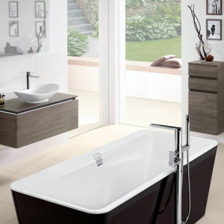 Акриловая ванна Villeroy & Boch Squaro Edge 12 Duo UBQ180SQE7PDT1V-01 180x80, черная панель 