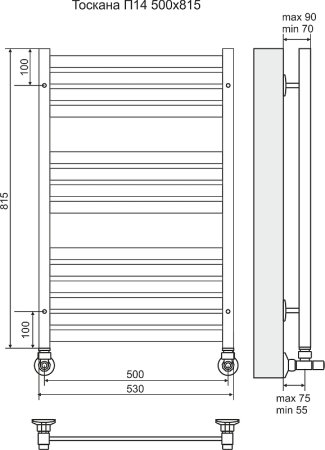 Водяной полотенцесушитель Terminus Тоскана П14 500x815 4620768884795 Хром 