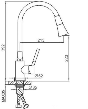 Смеситель для кухни Frap H44 F4044-6 Черный матовый 