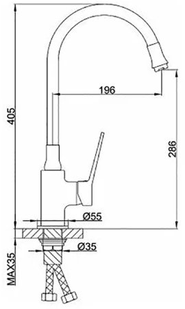 Смеситель для кухни Frap H62 F4462 Черный матовый 