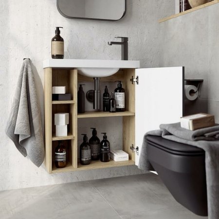 Корпус тумбы под раковину Aqwella Alba 60 R ALB0106RDD подвесной Дуб Давос 