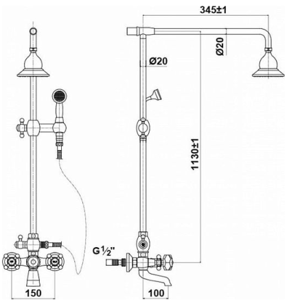 Душевая система Timo Nelson NelsonSX-1190antique бронза 